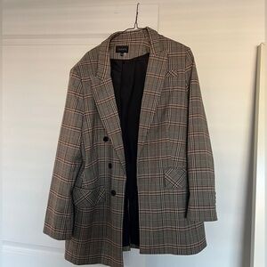 1 State Plaid Double Breasted Blazer